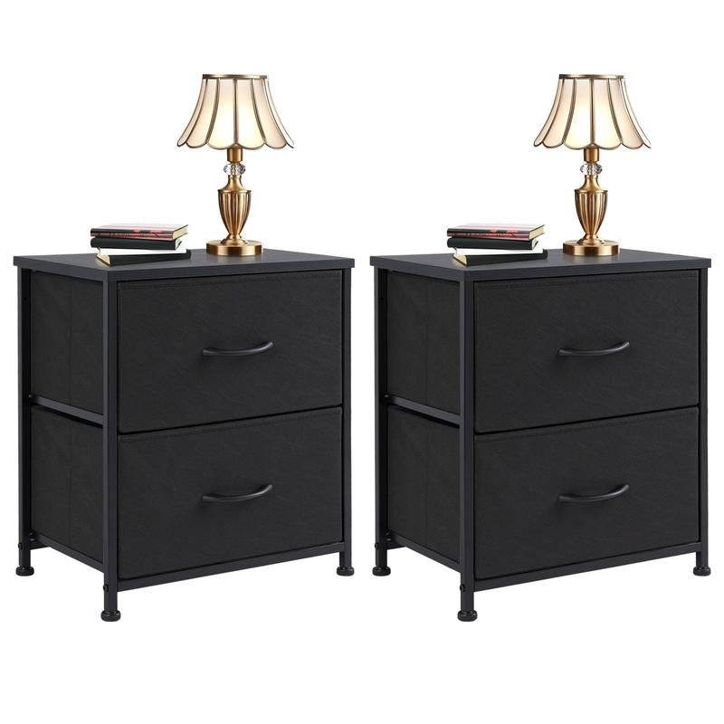 Nightstand with 2 Fabric Drawers, Small Dresser, Side Table, End Table, Bedside Table, Night Stands, Small Nightstand, Bedroom