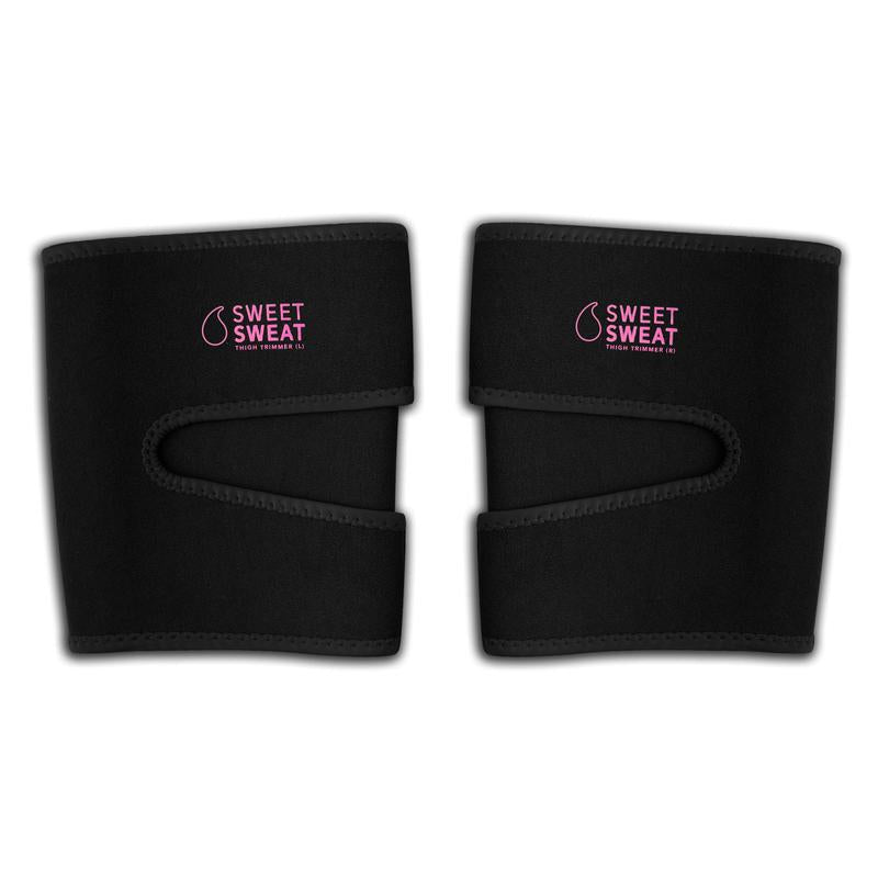 Sweet Sweat Thigh Trimmers for Men & Women by Sports Research | Increases Sweat & Activity to the Thighs during Exercise (Pink Logo, Medium)