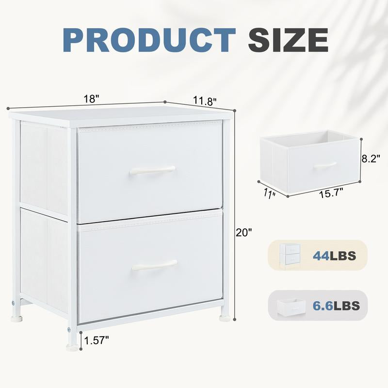 Nightstand with 2 Fabric Drawers, Small Dresser, Side Table, End Table, Bedside Table, Night Stands, Small Nightstand, Bedroom
