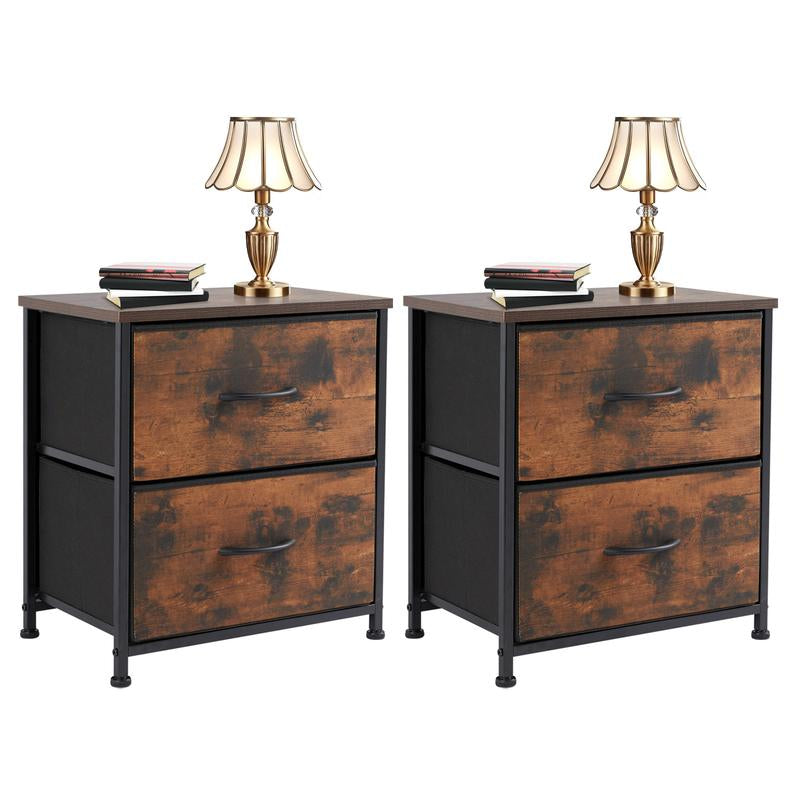 Nightstand with 2 Fabric Drawers, Small Dresser, Side Table, End Table, Bedside Table, Night Stands, Small Nightstand, Bedroom