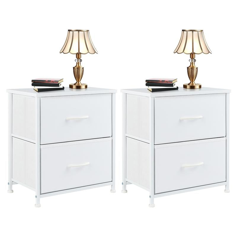 Nightstand with 2 Fabric Drawers, Small Dresser, Side Table, End Table, Bedside Table, Night Stands, Small Nightstand, Bedroom