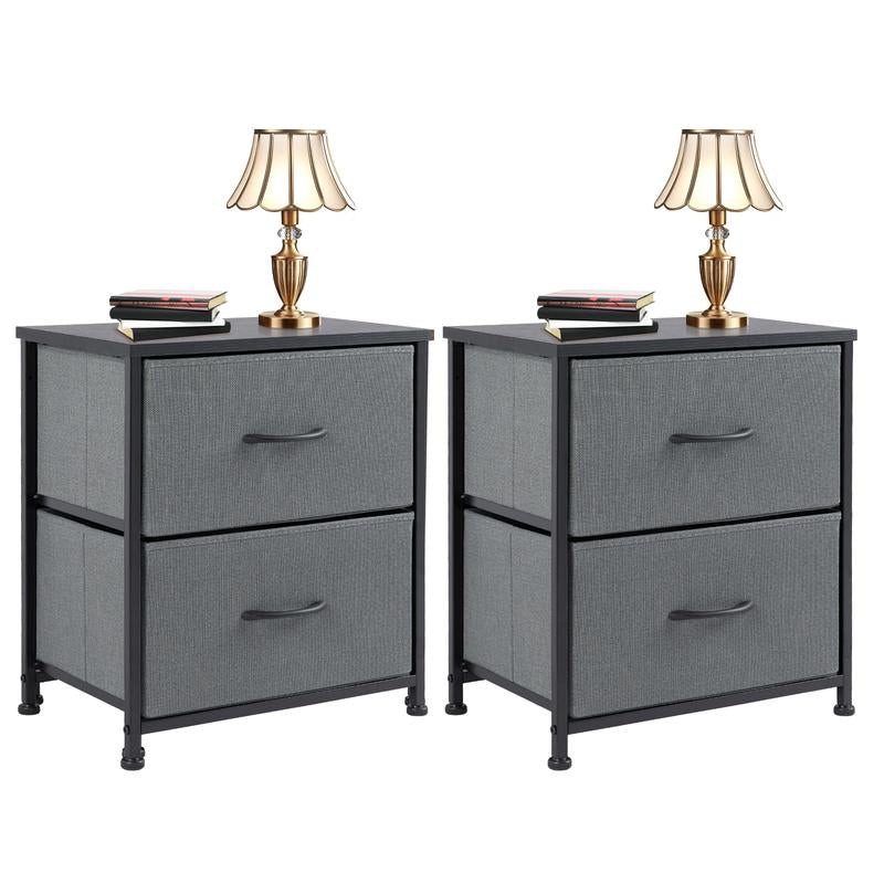 Nightstand with 2 Fabric Drawers, Small Dresser, Side Table, End Table, Bedside Table, Night Stands, Small Nightstand, Bedroom