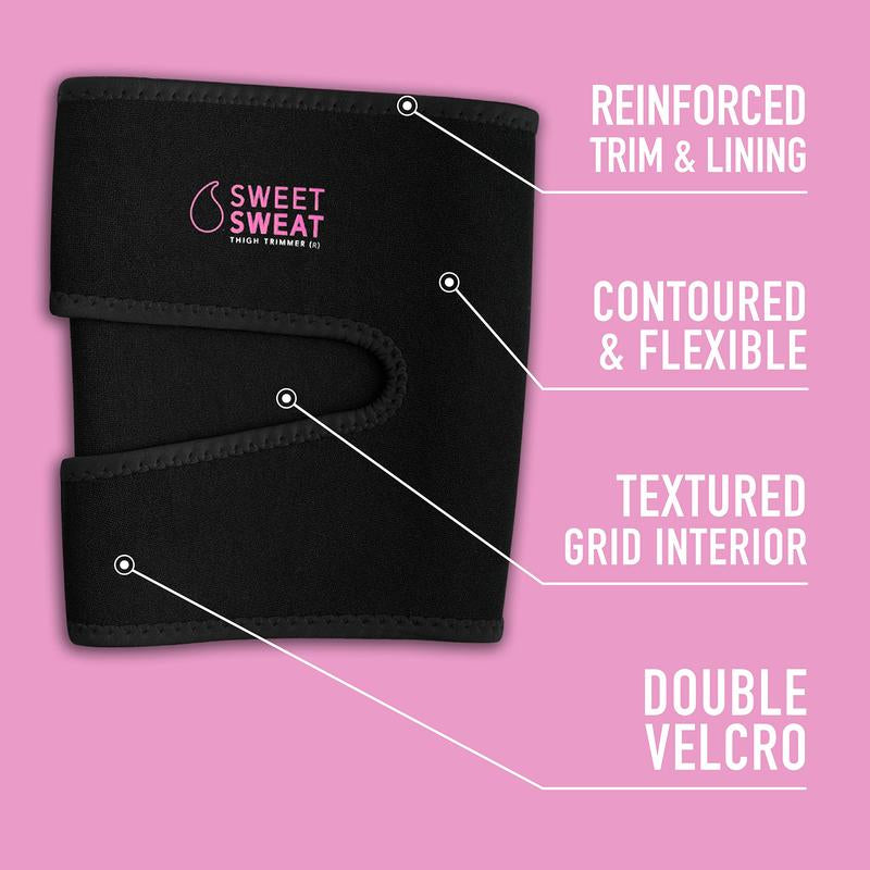 Sweet Sweat Thigh Trimmers for Men & Women by Sports Research | Increases Sweat & Activity to the Thighs during Exercise (Pink Logo, Medium)