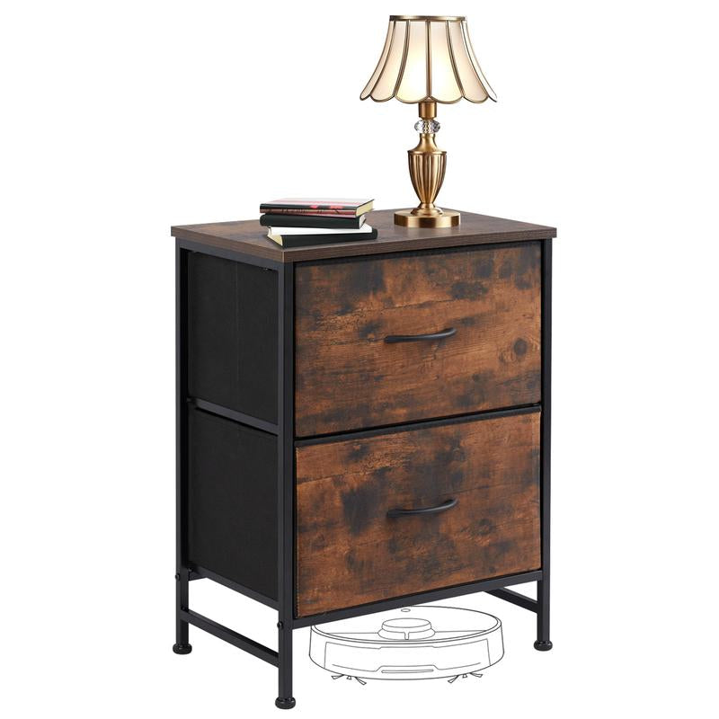 Nightstand with 2 Fabric Drawers, Small Dresser, Side Table, End Table, Bedside Table, Night Stands, Small Nightstand, Bedroom