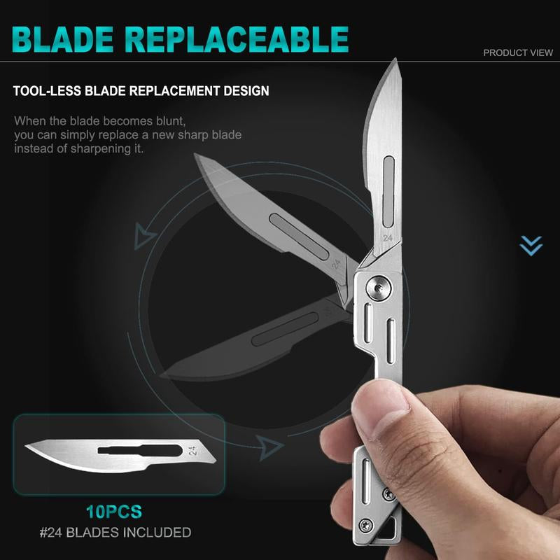 Folding Scalpel Knife, Father'S Day Gift,Edc Tool for Diy&Office, 3.07Inch Coin Pocket Fit for Outdoor Camping&Daily Carry(With 5Pcs Replaceable Blades)