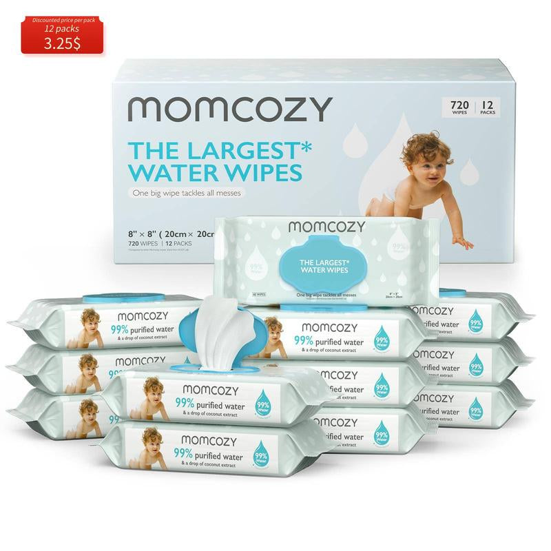 Baby Wipes, Clearance, Momcozy Wipes - Oversized, Cleansing and Moisturizing Children'S Wipes, Baby Products, Products for Girls and Boys, Unscented Baby Wipes, Portable Maternal and Child Gifts, Safe Baby Wipes, Limited Time Clearance