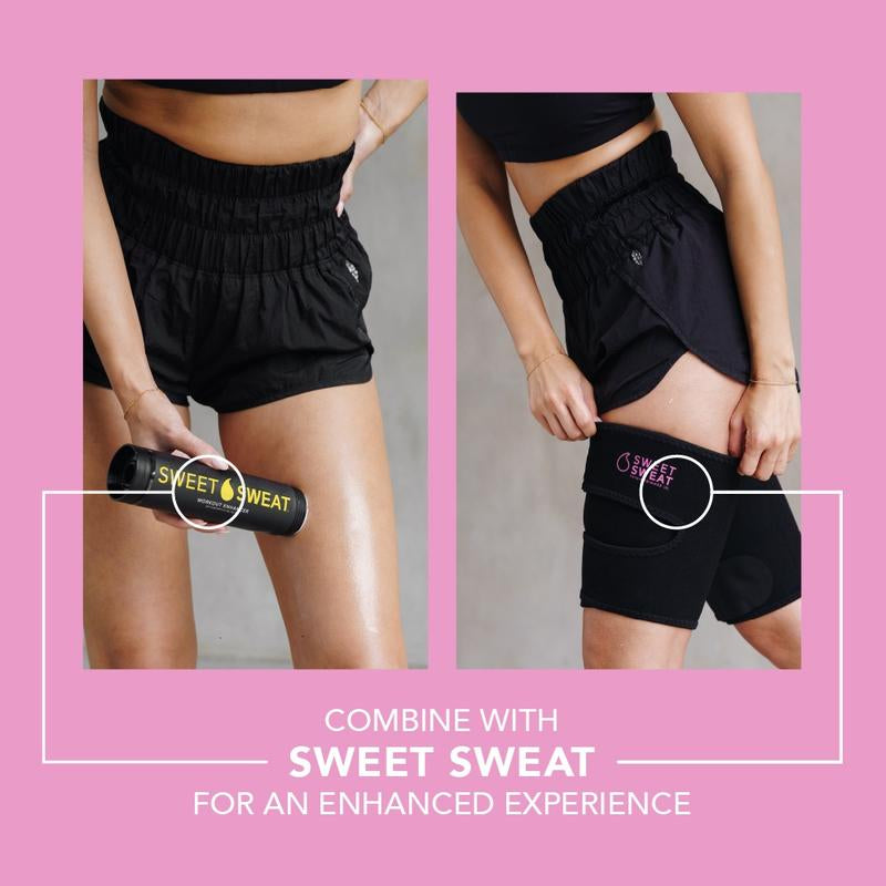 Sweet Sweat Thigh Trimmers for Men & Women by Sports Research | Increases Sweat & Activity to the Thighs during Exercise (Pink Logo, Medium)