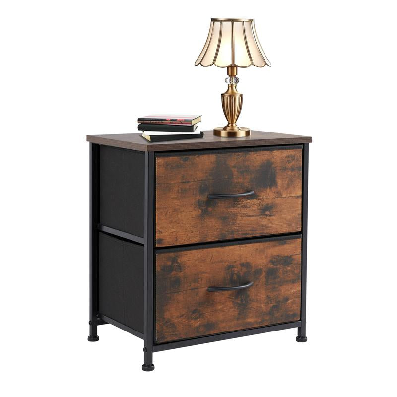 Nightstand with 2 Fabric Drawers, Small Dresser, Side Table, End Table, Bedside Table, Night Stands, Small Nightstand, Bedroom
