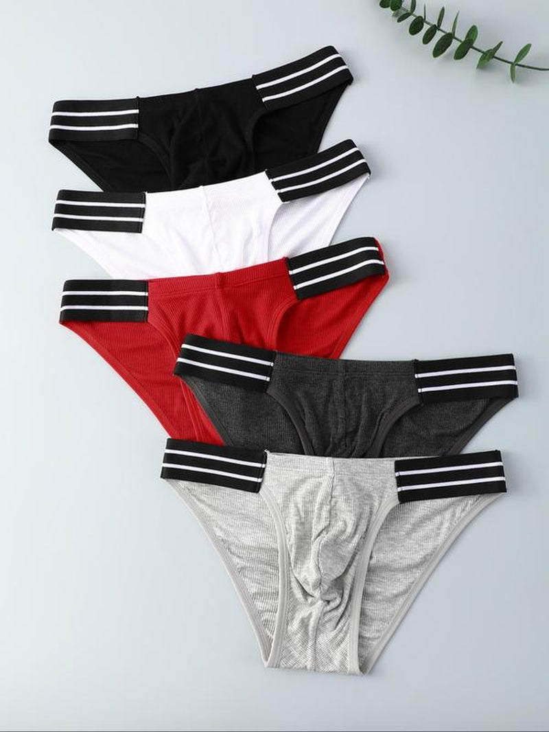 Men'S Striped Tape Boxer Brief, Casual Comfy Breathable Underwear for Daily Wear, Men'S Underwear for All Seasons, Men'S Briefs, Masculine Undergarments