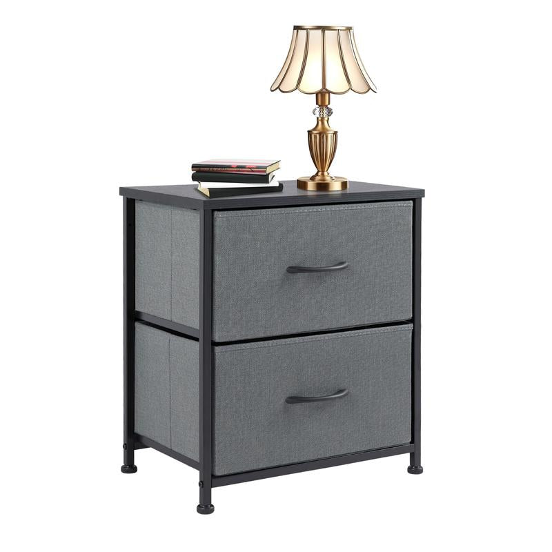 Nightstand with 2 Fabric Drawers, Small Dresser, Side Table, End Table, Bedside Table, Night Stands, Small Nightstand, Bedroom