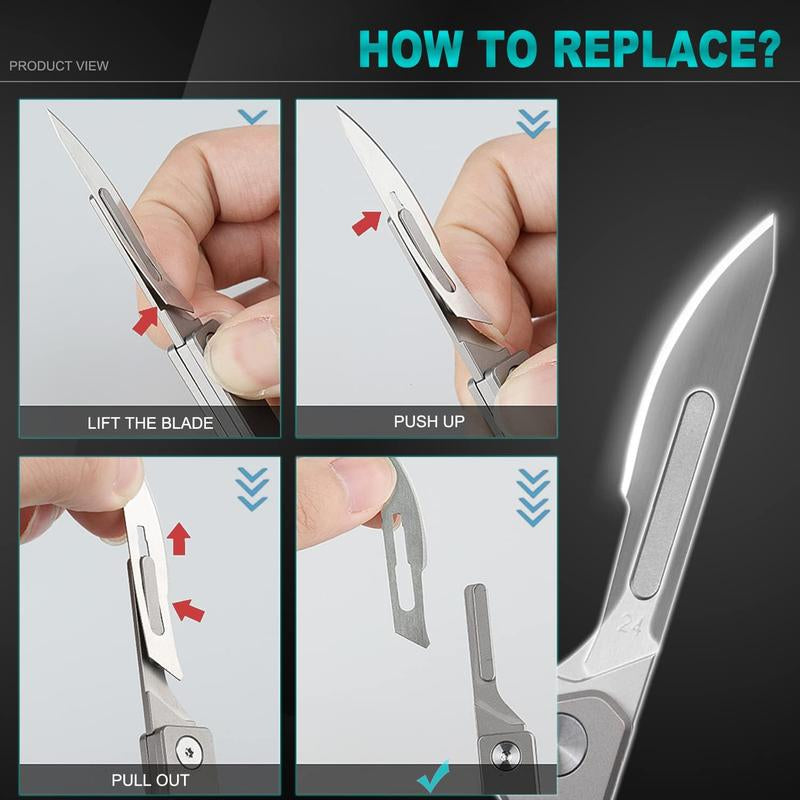 Folding Scalpel Knife, Father'S Day Gift,Edc Tool for Diy&Office, 3.07Inch Coin Pocket Fit for Outdoor Camping&Daily Carry(With 5Pcs Replaceable Blades)