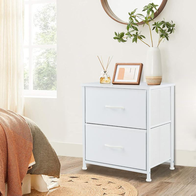 Nightstand with 2 Fabric Drawers, Small Dresser, Side Table, End Table, Bedside Table, Night Stands, Small Nightstand, Bedroom
