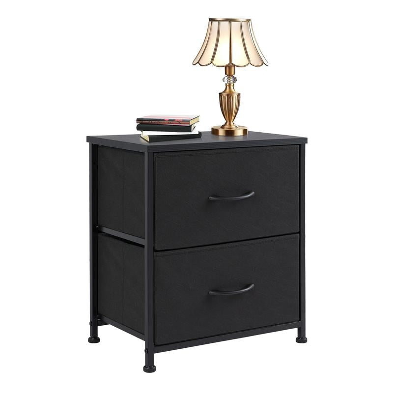 Nightstand with 2 Fabric Drawers, Small Dresser, Side Table, End Table, Bedside Table, Night Stands, Small Nightstand, Bedroom