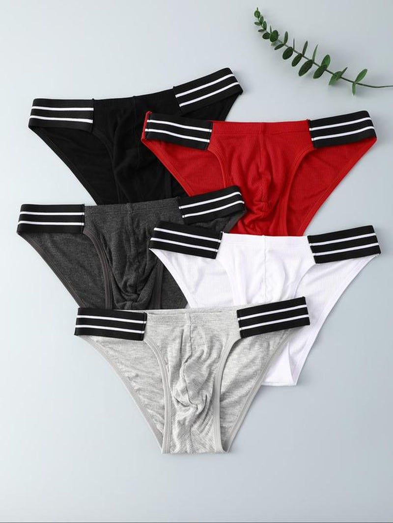 Men'S Striped Tape Boxer Brief, Casual Comfy Breathable Underwear for Daily Wear, Men'S Underwear for All Seasons, Men'S Briefs, Masculine Undergarments