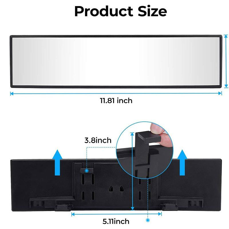 JOYTUTUS Universal 11.81 Inch Panoramic Convex Real View Mirror, Interior Clip-On Wide Angle to Reduce Blind Spot Effectively for Car SUV Trucks Clear Visibility Safety Install Rearview High Definition