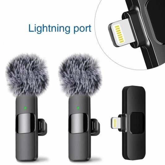 2 Pcs Wireless Lavalier Microphones for Iphone, Android, Ipad - Mini Wireless Clip-On Microphones Crystal Clear Sound Quality for Recording, Live Streaming,Vlog Audio Lightning Usb Port Smartphone Lapel Microphone