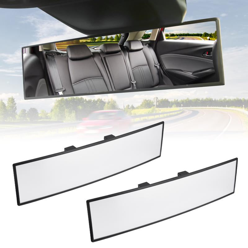 JOYTUTUS Universal 11.81 Inch Panoramic Convex Real View Mirror, Interior Clip-On Wide Angle to Reduce Blind Spot Effectively for Car SUV Trucks Clear Visibility Safety Install Rearview High Definition