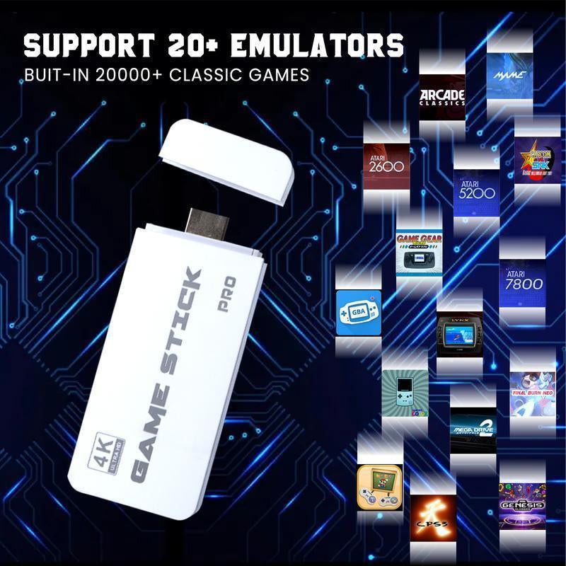 2025 Upgrade Retro Game Console Stick Pro,20000+ Games,Plug and Retro Play Video Games for Tv,4K Hdmi Output Game Stick,Retro Game Stick(Whtie64Gb) Super Nes Digital Wireless Controller